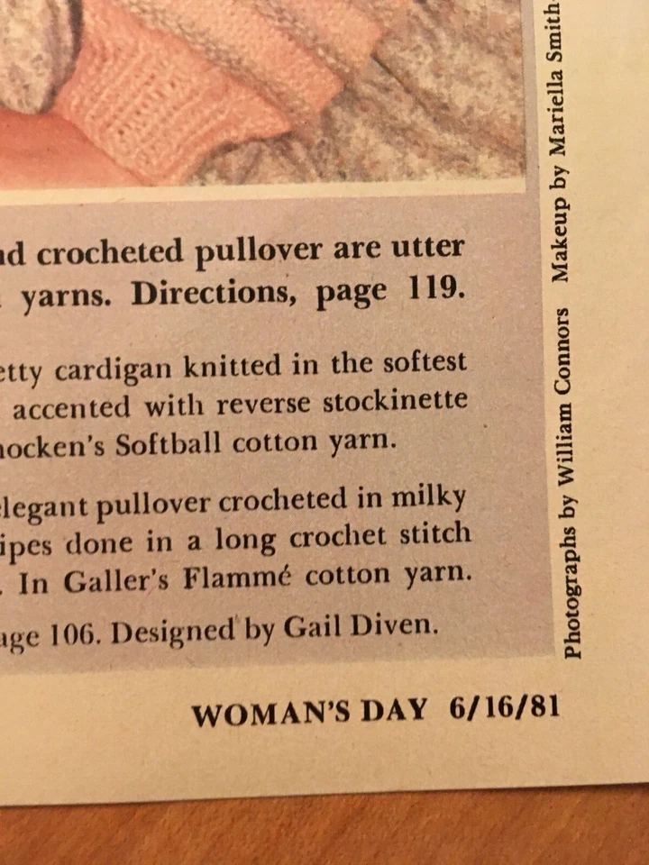 Vintage 1981 Woman's Day Knitting Crochet Pattern Side Button Cardigan,Pullover  - Image 2 of 2