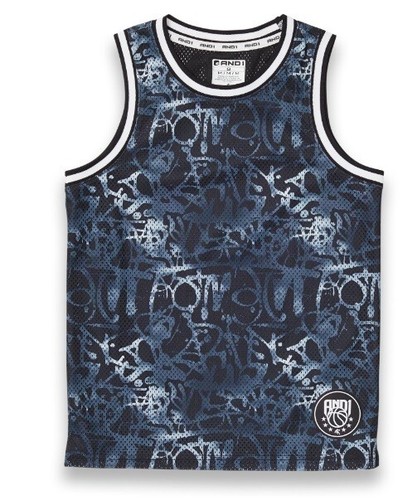 AND 1 NEW♈Boys Printed Mesh athletic Jersey size XXL (18)~Charcoal/black fade