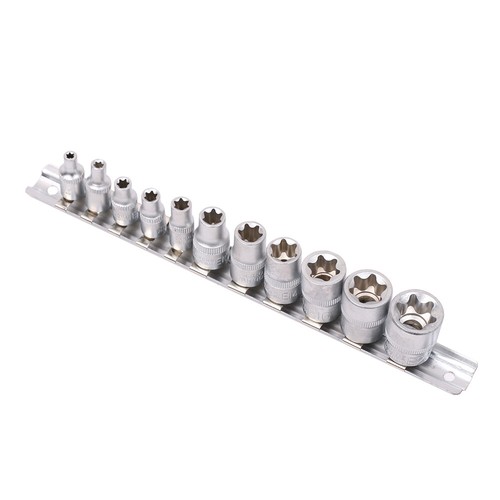 11Pc E Type Torx Socket Set Female Star External E4-E20 3/8" 1/4" Dr. With Rail - Picture 9 of 9