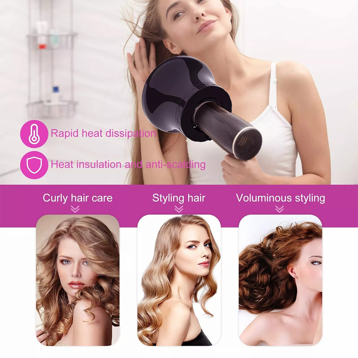 UniversalHaar Diffusor Für Haartrockner – Passt Auf Düsen 3,5–5 Cm, Hitzebeständig, Für Lockiges & Welliges Haar