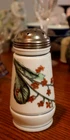 Antique Milk Glass Flower Decorated Sugar Shaker w/ cover