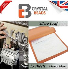 Large Silver Leaf 100% Genuine 25 Sheets Arts & Crafts 14cm x 14cm