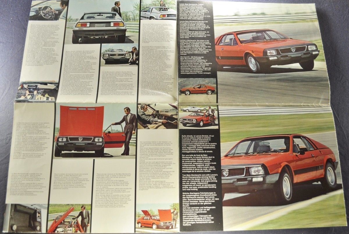 Lancia Delta & Prisma オーナーズマニュアルとカタログセット 1976-1977 Lancia Beta Montecarlo Coupe Brochure Folder Excellent