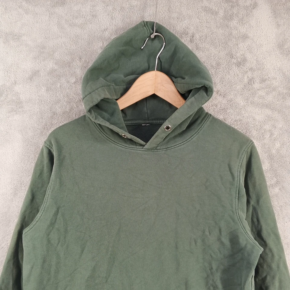 Толстовка с капюшоном пуловер размер большой (12-14) повседневный твердый зеленый французский махровый вязаный хлопок - Изображение 2 из 4
