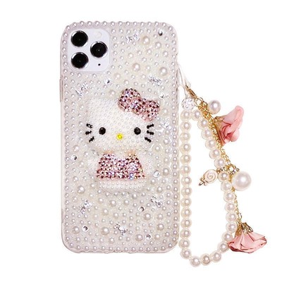 3D Diamond Pearl Rabbit Kitten Paw Print Cover Case For Samsung Galaxy Bracelet