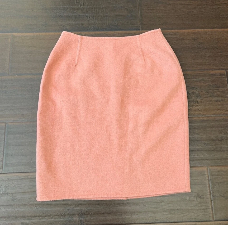 NWOT! VTG Donna Karan New York Angora Wool Peach Pencil Skirt Size 10 