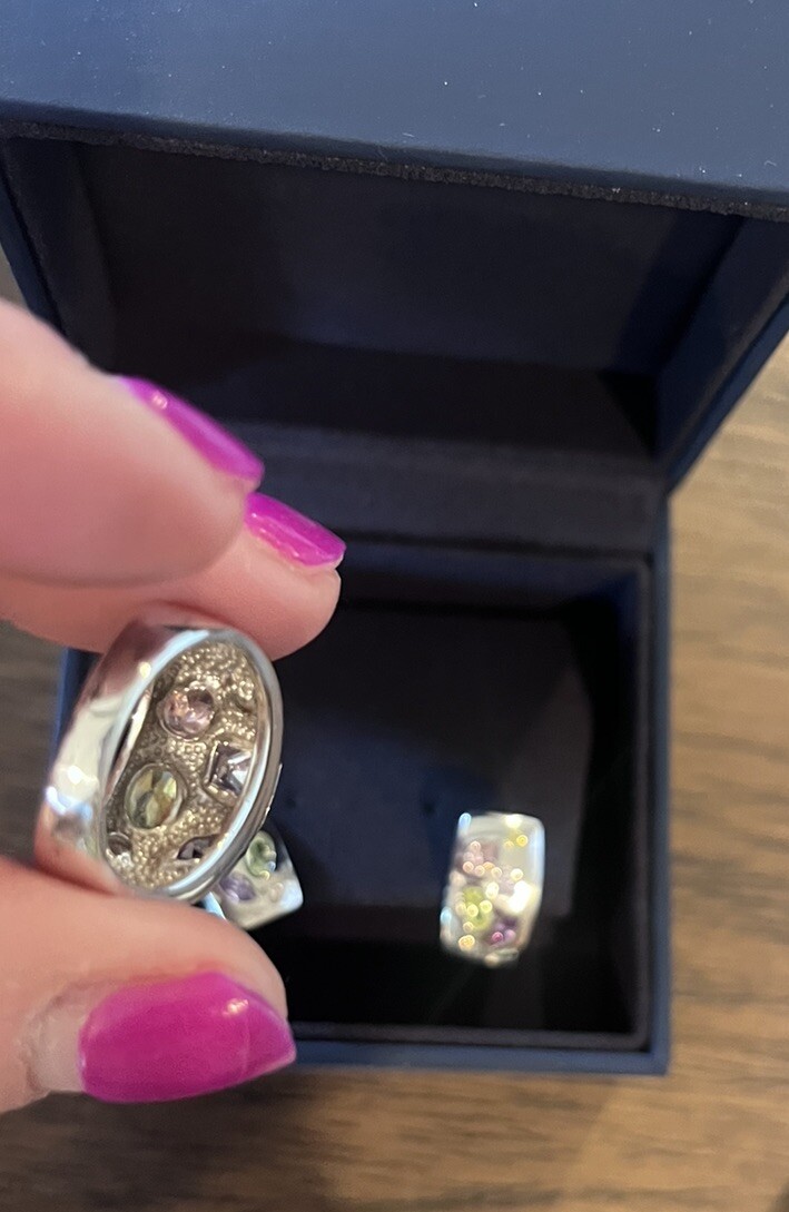 Multi Gemstone Sterling Silver Dome Shape Ring An… - image 11