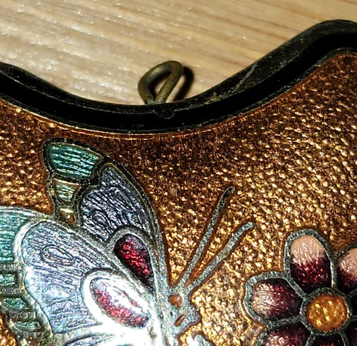 VINTAGE PENDANT CLOISONNE BUTTERFLY RETRO COLLECTIBLE COSTUME JEWELRY - Picture 3 of 6