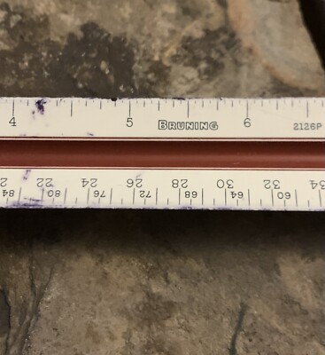 Bruning Drafting Ruler. Vintage. Okay Condition 