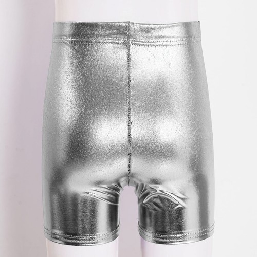 Kids Shorts Practice Hot Pants Party Dance Solid Metallic Youth Boys Girls Rave - Picture 19 of 72