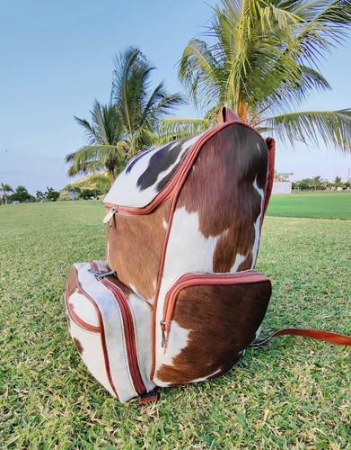Cowhide Backpack Bag /Leather Diaper Bags | Cow Hide Bag pack Fur Hair On | Gift - Picture 2 of 3