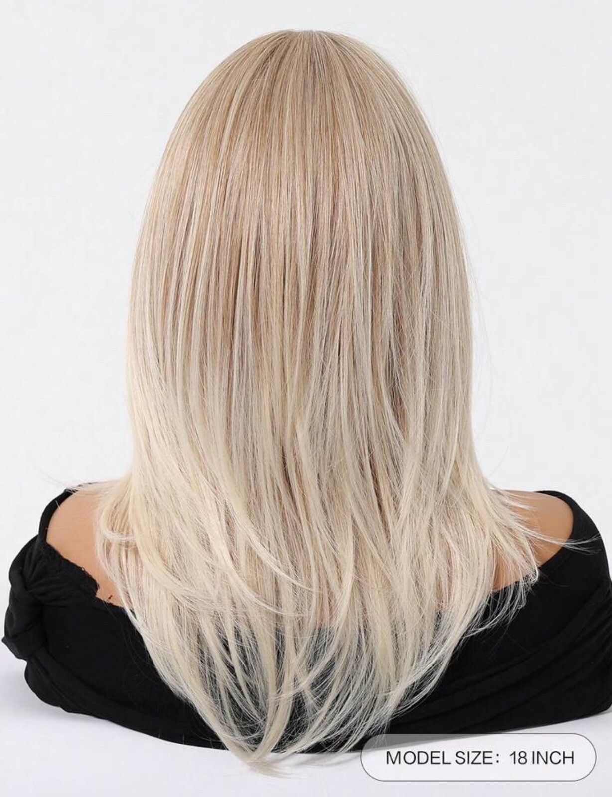 Perruque blonde contre les cheveux fins avec frange et 4 bonnets - 4