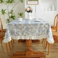 Waterproof Oil Proof Cotton Fabric Tablecloth Ruffled Art Printing Table Cover