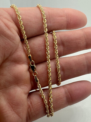 9 kt Gelbgold 2,7 mm Hohlseil Kette Karabinerverschluss 24''/60cm Hals Kette (0136)