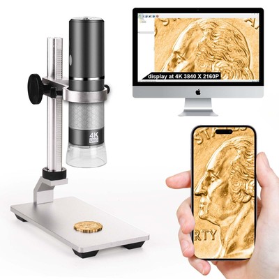 WiFi 4K Mikroskop mit professioneller Halterung für iPhone Android PC Mikroskop...