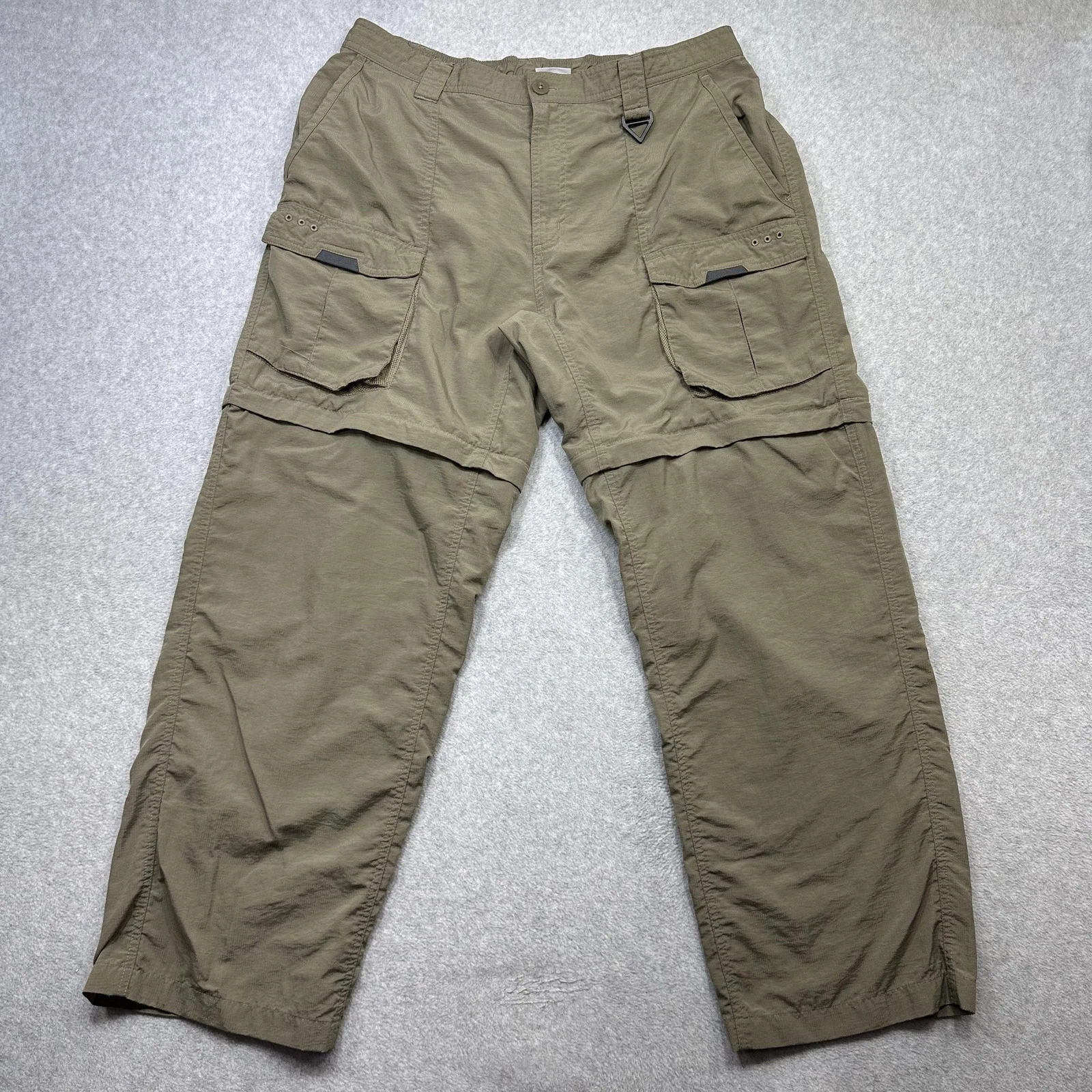 Columbia Convertible II Pants Mens Large 32 Khaki Green Cargo Ripstop Outdoor