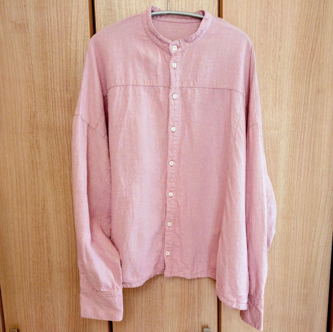 nest Robe Ramie Linen Oversized Band Collar Shirt Excellent Condition