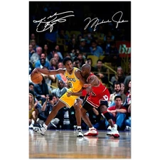 Kobe Bryant vs Michael Jordan Lakers Bulls Basketball Legends Poster