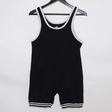 Vintage Classic MATMAN Black and White Banded Wrestling Singlet Adult Large