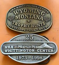 Vintage Belt Buckle Lot NRA Whittington Center Rifle Association Trophy Hunt