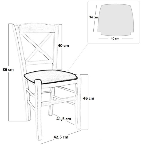 Silla De Madera Venezia Cruz Anticada Blanca Con Asiento Acolchado Marrón - Imagen 6 de 6