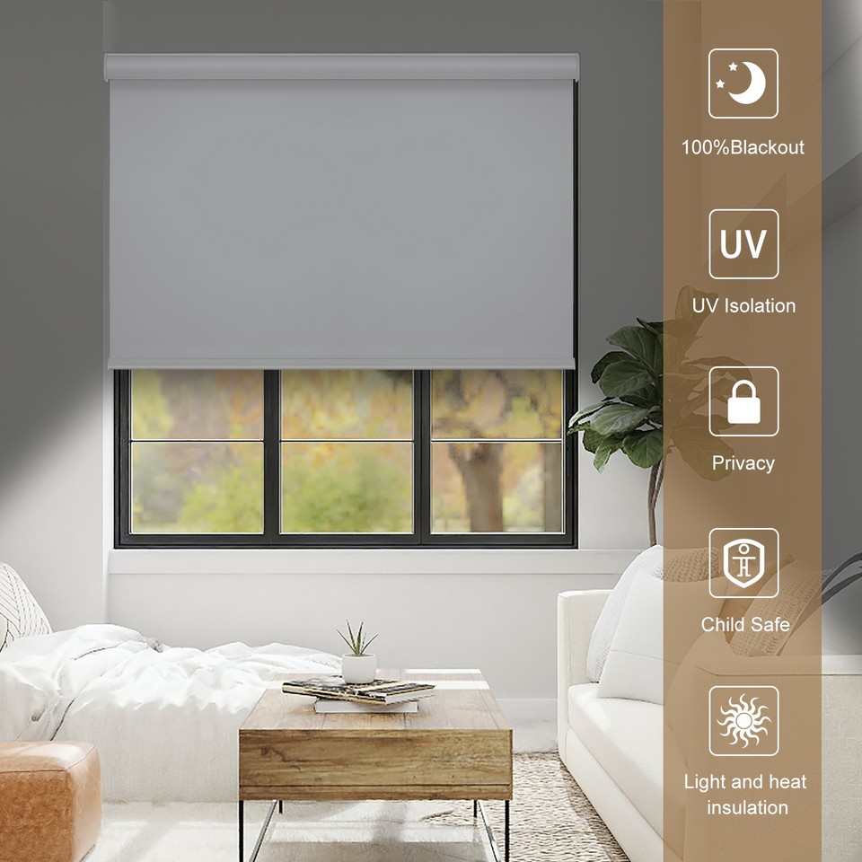 Changshade Blackout Roller Shades for Windows (Grey