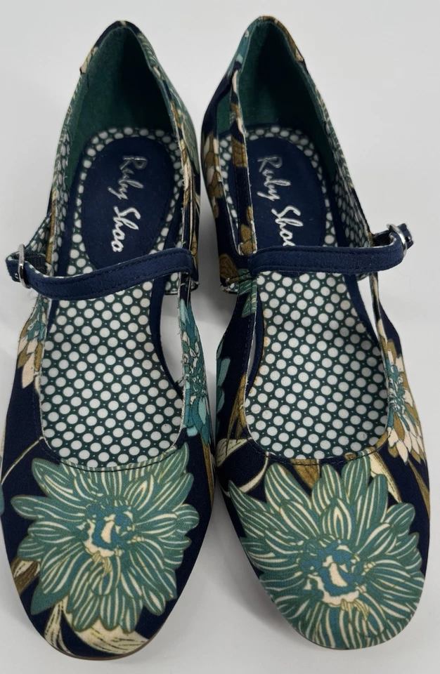 NEW Ruby Shoo Women’s Iris Cutout Mary Jane Floral Heels Shoes Aqua US 5 EU 36 - Image 4 of 4