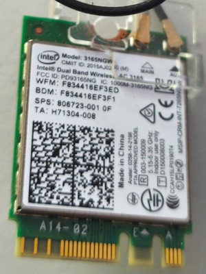 Intel Dualband Wireless AC 3165 3165NGW 433Mbps BT 4.0 mit Antennen