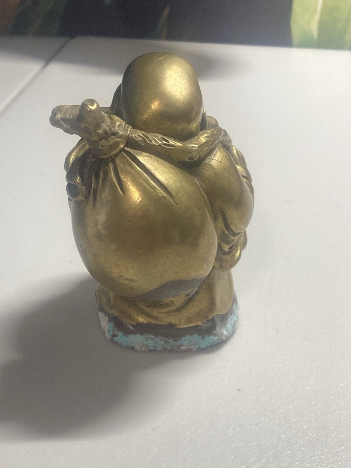 Solid Brass Laughing Buddha Statue 3” Tall 1.5 Lbs 