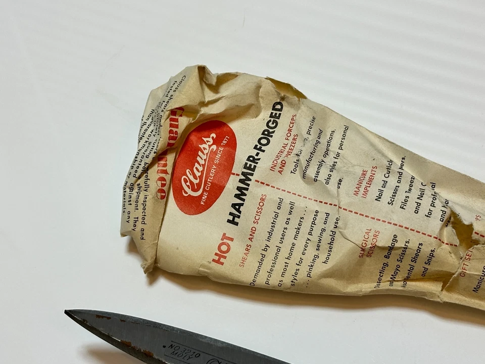 NOS Clauss USA 3210 Dressmaker Hot-Hammer Forged Sheers Scissors w/ Sleeve - Image 3 of 4