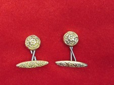 Antique Edwardian Art Deco Era 14k Gold Embossed Diamond Cut Cufflinks Buttons.