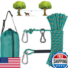 XiaZ 75ft Dog Tie Out Cable, Portable Overhead Trolley System for Camping/Yard/P