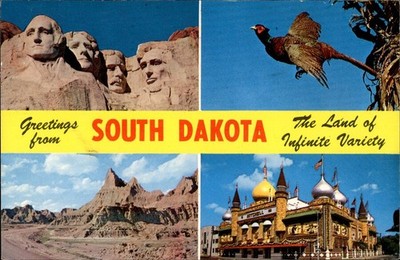 Greetings from South Dakota - Land of Infinite Variety Corn Palace Postcard