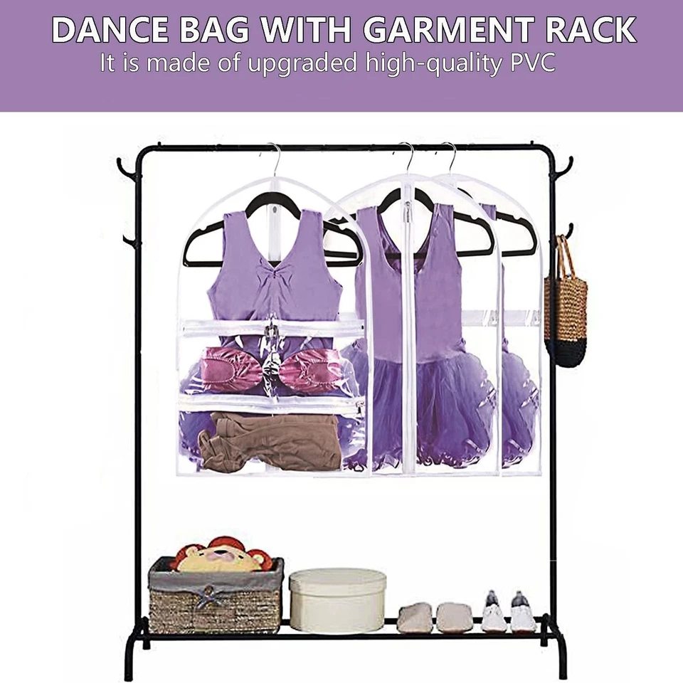 Clear Kids Dance Garment Bag for Hanging Clothes,35 Inch Waterproof PVC Trave... - Image 4 of 4