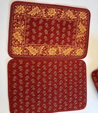 Williams Sonoma Set 4 Quilted Placemats Red Yellow Floral French Country