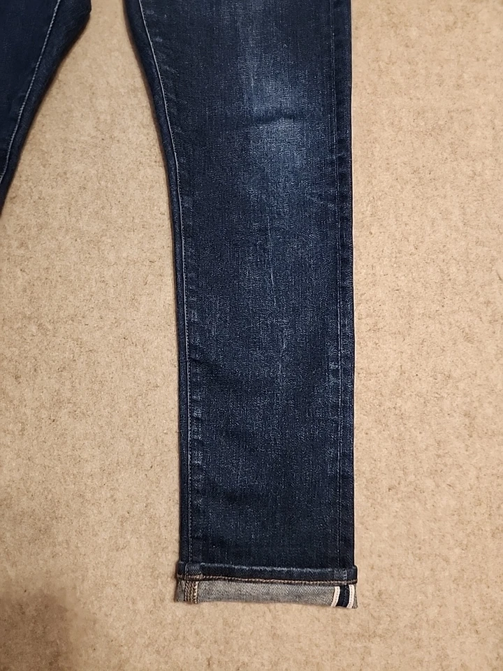 Pantalones de mezclilla Uniqlo ajustados con ribete recto etiqueta para hombre 32x30 azul Kaihara Foto 4 de 4