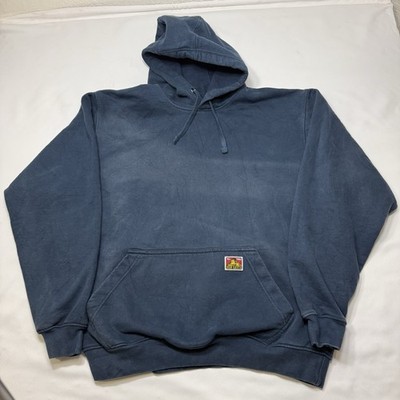 BEN DAVIS Hoodie  NAVY PULLOVER HOODIE SWEATSHIRT SUN Faded  SIZE L  NAVY BLUE