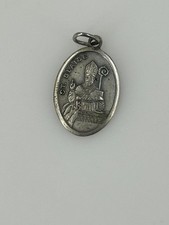 St. Blaise Silver Pendant Religious Medal Italy Pray For Us