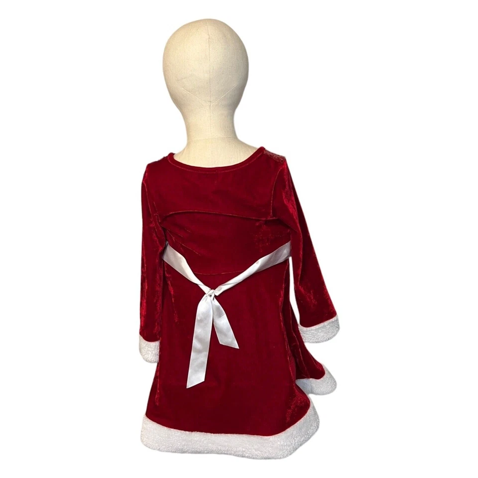 Girl’s Pink and Violet Christmas Dress Size 6 Sequin Velvet Bow Red - Image 4 of 4