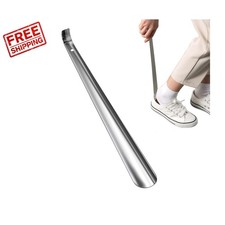 Silver Stainless Steel Shoe Horn with Long Handle - Comfort for Seniors Kids