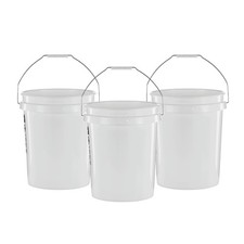 United Solutions 5 Gallon Heavy Duty BPA-Free Plastic Buckets - 3 Pack, White