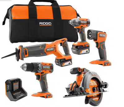 18V Cordless 5-Tool Combo Kit with (2) 4.0 Ah Batteries, Charger, Tool Bag, and 