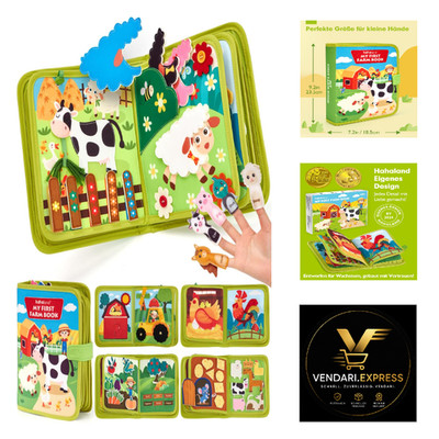 Montessori Spielzeug Bauernhof Quiet Book 20-in-1 Busy Board Filz 3D S