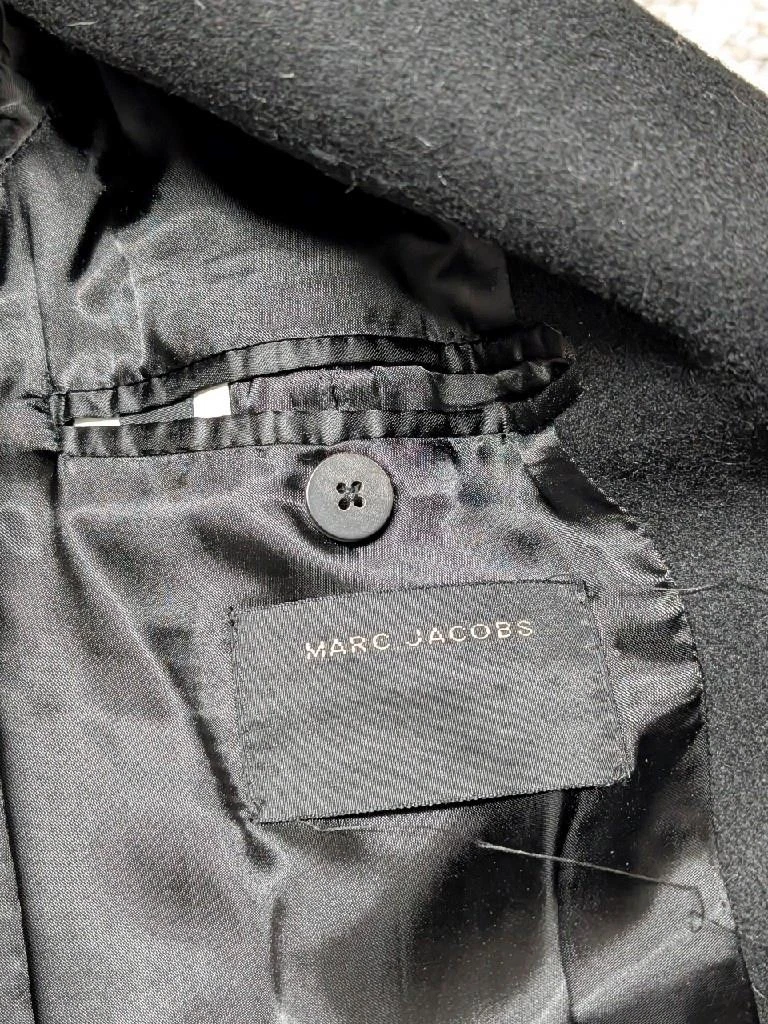 ITALY made MARC JACOBS double breasted 2XS black OVERCOAL wool 32R/34R runway image 9