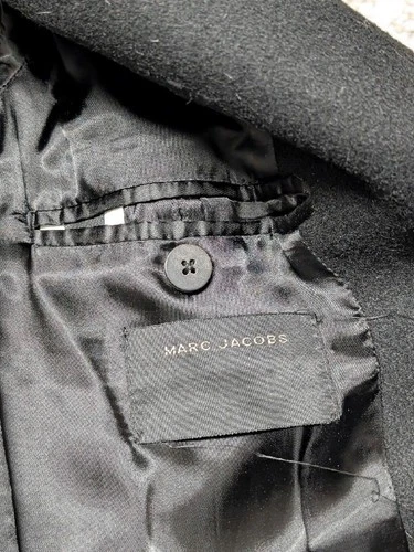 ITALY made MARC JACOBS double breasted 2XS black OVERCOAL wool 32R/34R runway image 9