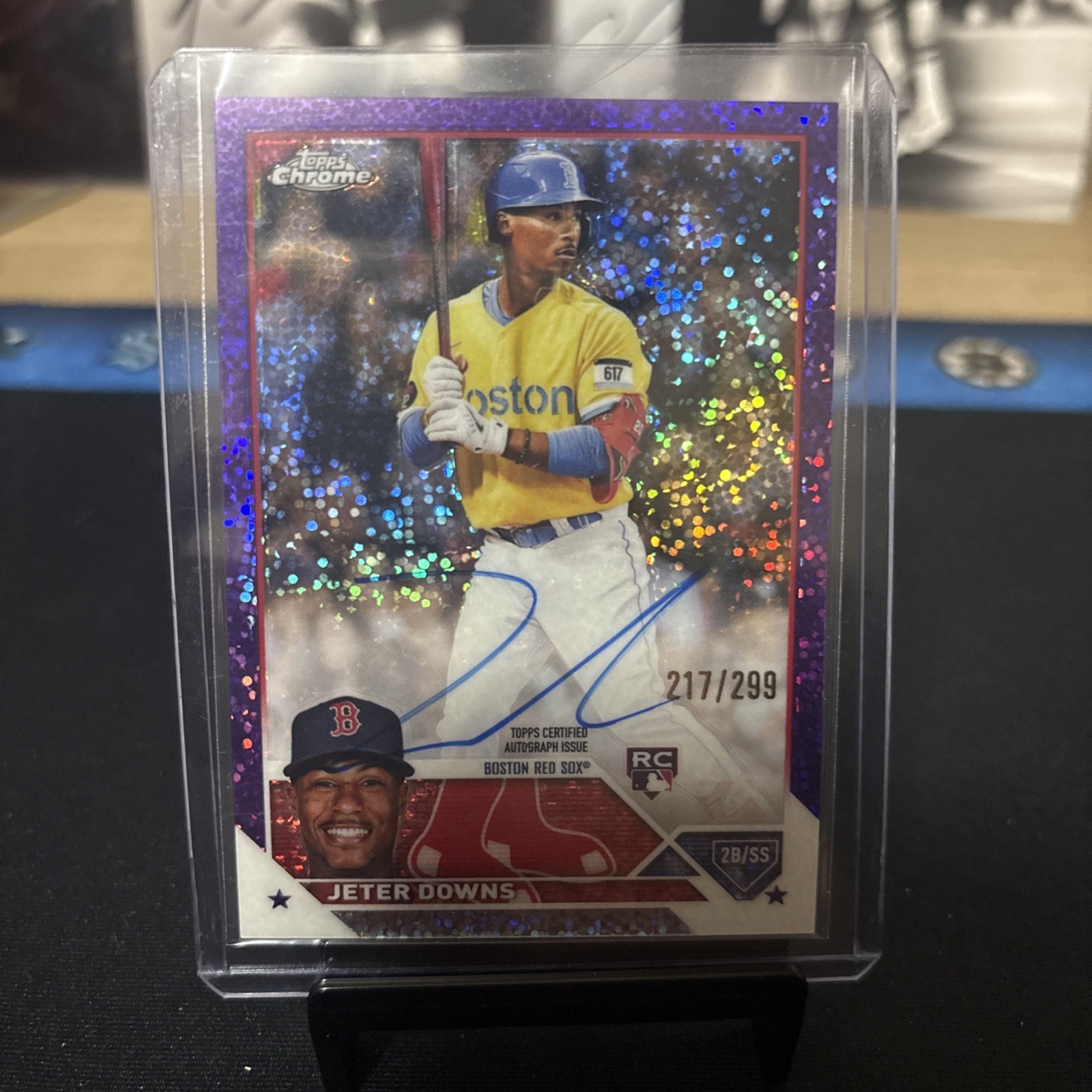 2023 Topps Chrome - Rookie Autographs Jeter Downs Purple Speckle Refractor /299