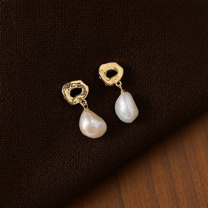 Authentic 14K Gold Plated Freshwater Baroque Pearl Drop Stud Irregular Pearl Earrings B87