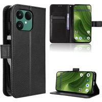 HandyhüLle Fairphone 6, Kohlefaser Klappbar, KartenfäCher, Schwarz
