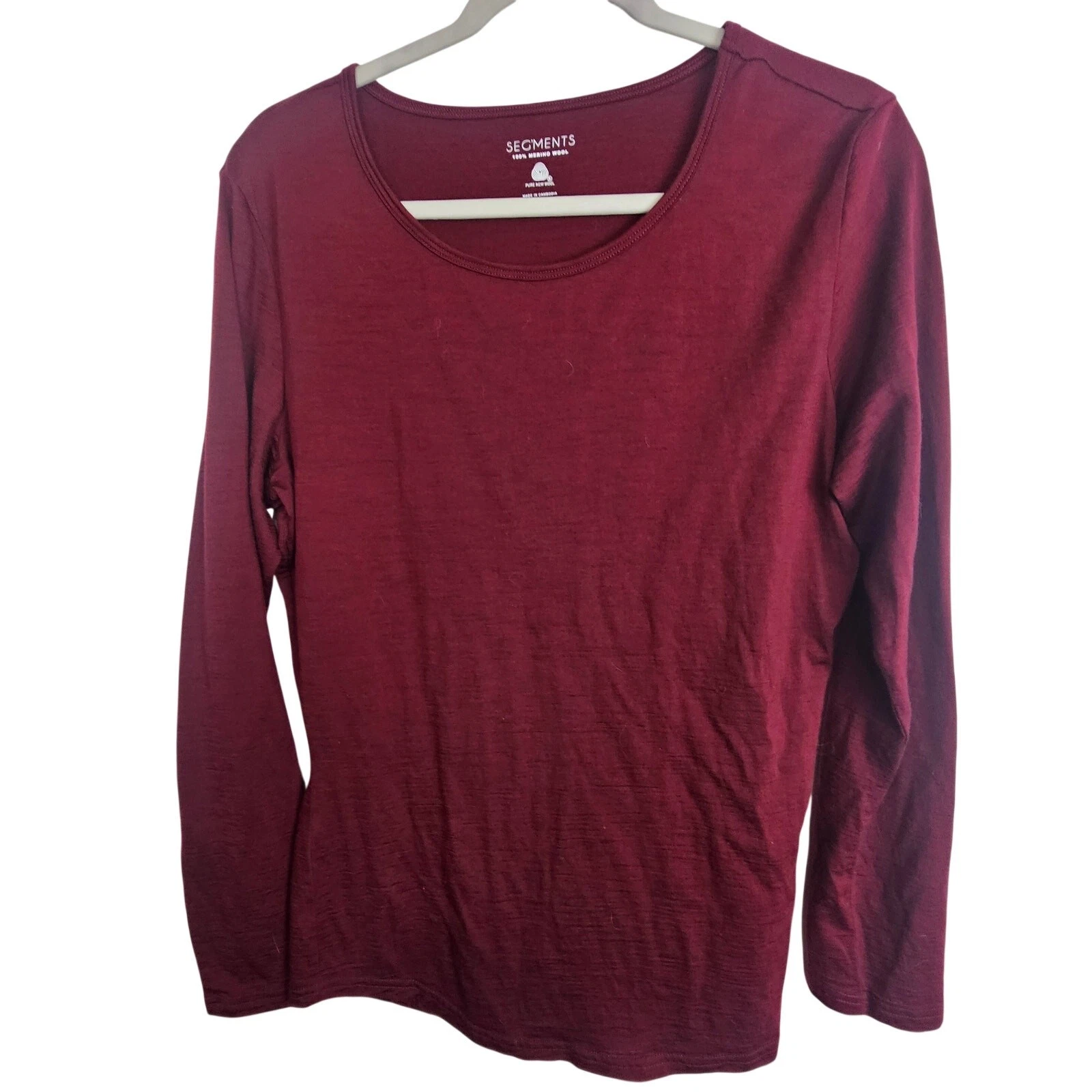 Segments Womens Merino Wool Base Layer Shirt Sz L Gorpcore Outdoor Trail Hiking