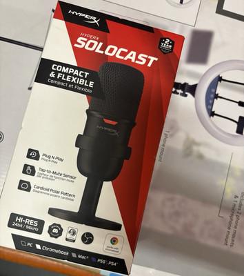 HyperX SoloCast USB Microphone Black Cardioid Plug N Play Tap-to-Mute